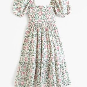 ABERCROMBIE EMERSON POPLIN PUFF SLEEVE MIDI DRESS